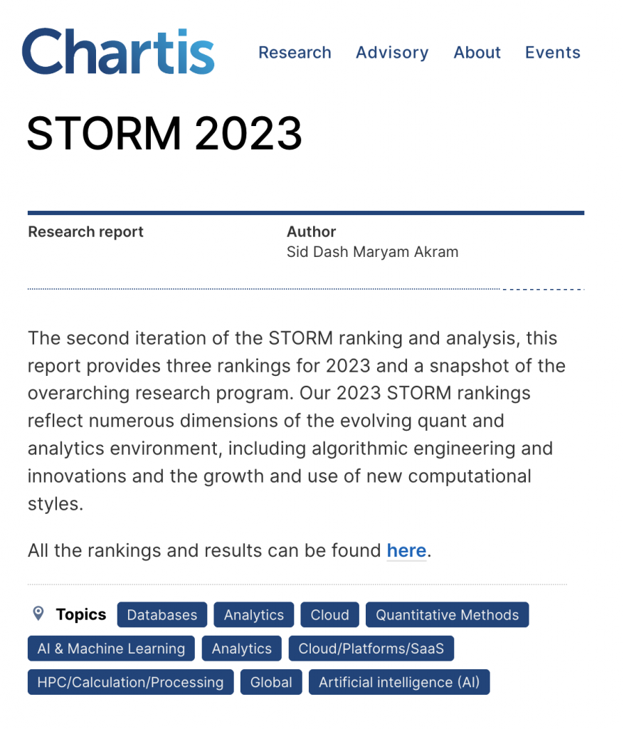 AlgoDynamix going for gold in Chartis’ STORM 2023 research & analysis report